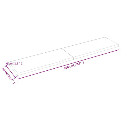 Piano Tavolo Marrone 200x40x(2-4) cm Rovere Massello Trattato - homemem39