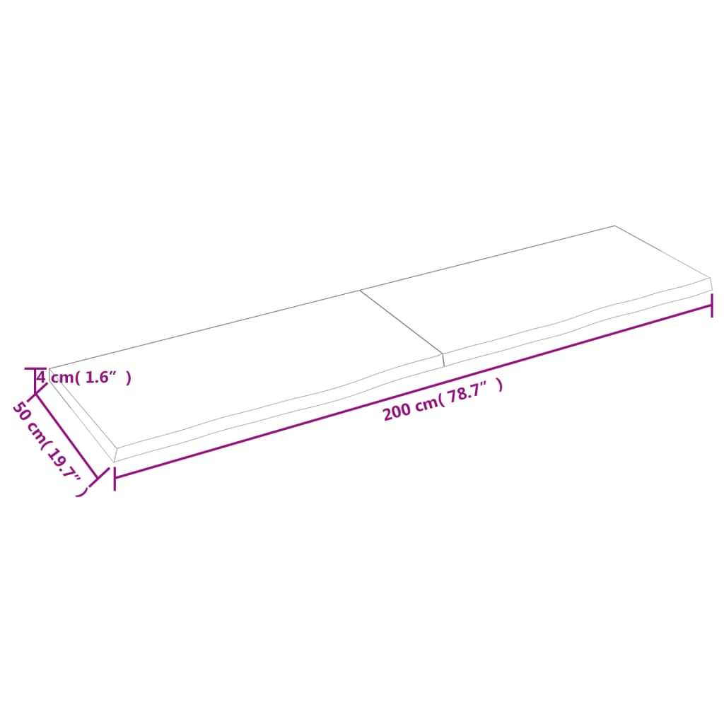 Piano Tavolo Marrone 200x50x(2-4) cm Rovere Massello Trattato - homemem39