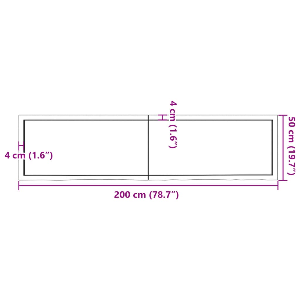 Piano Tavolo Marrone 200x50x(2-6) cm Rovere Massello Trattato - homemem39