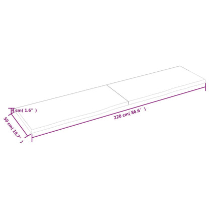 Piano Tavolo Marrone 220x50x(2-4) cm Rovere Massello Trattato - homemem39