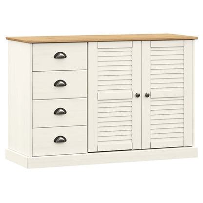 Credenza Cassetti VIGO 113x40x75 cm Legno Massello Pino Bianco - homemem39