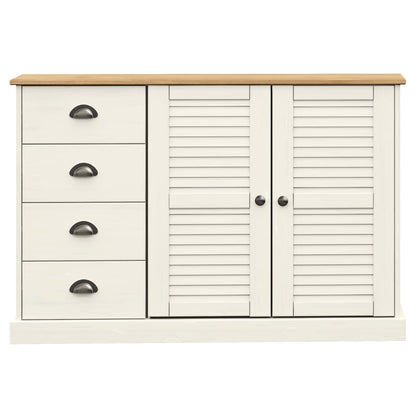 Credenza Cassetti VIGO 113x40x75 cm Legno Massello Pino Bianco - homemem39