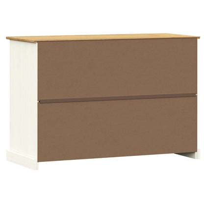 Credenza Cassetti VIGO 113x40x75 cm Legno Massello Pino Bianco - homemem39