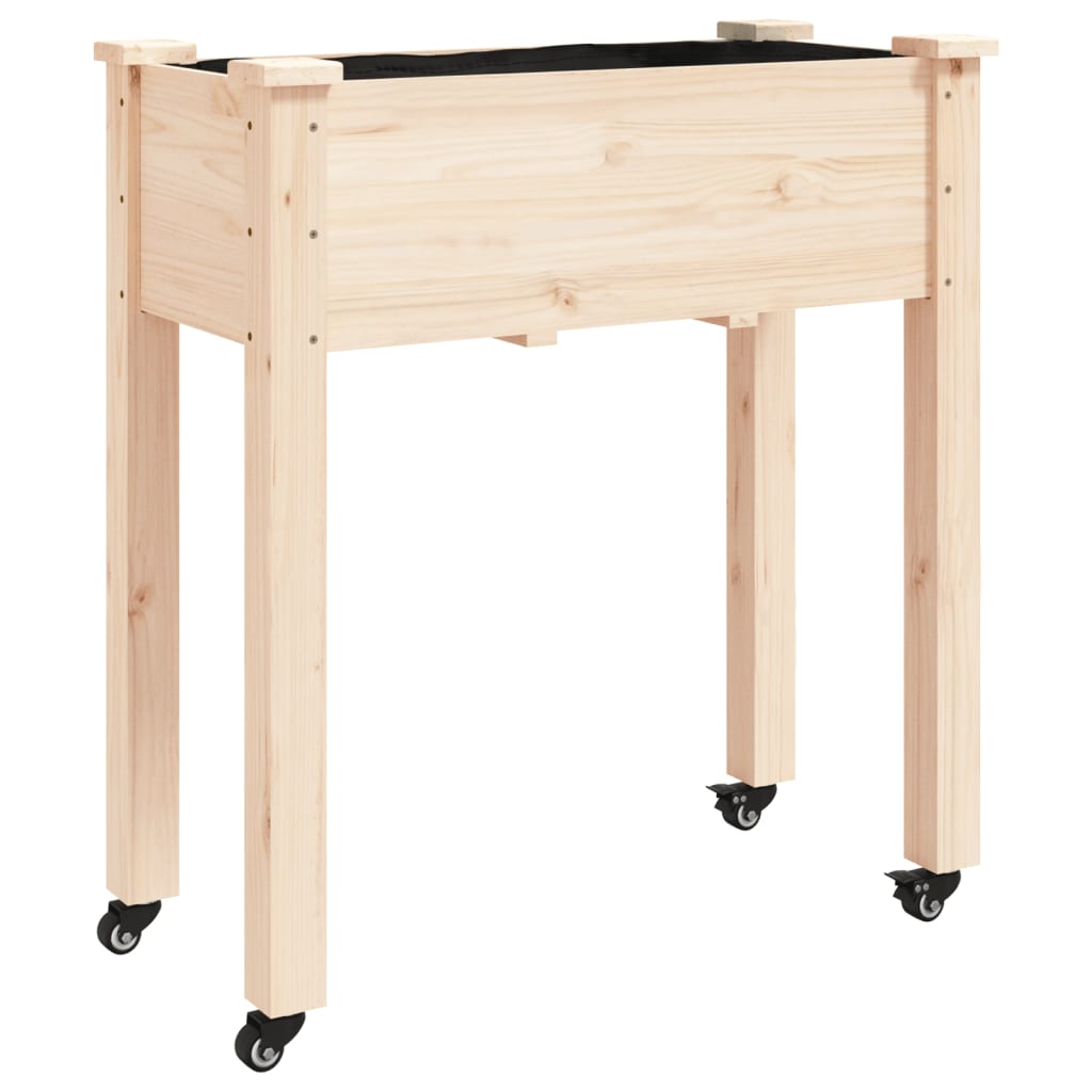 Fioriera con Ruote e Fodera 71x37x80 cm Legno Massello di Abete - homemem39