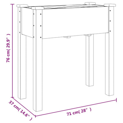 Fioriera Ruote e Fodera Grigia 71x37x80cm Legno Massello Abete - homemem39