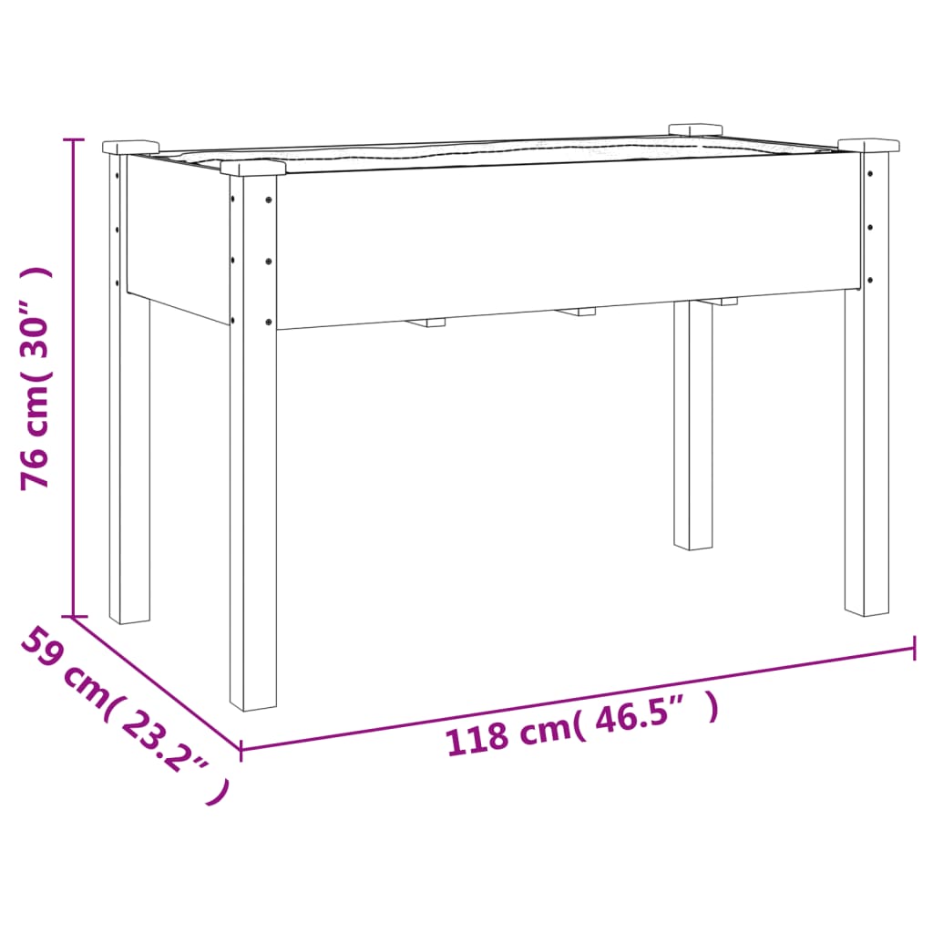 Fioriera Ruote Fodera Marrone 118x59x80cm Legno Massello Abete - homemem39