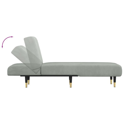 Chaise Longue in Velluto Grigio Chiaro