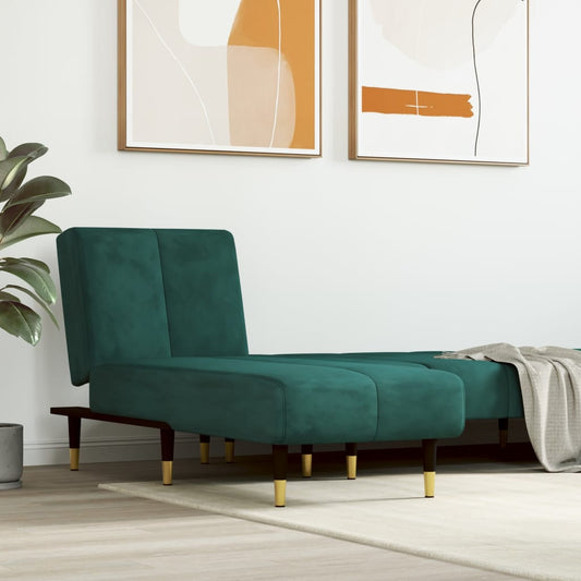 Chaise Longue in Velluto Verde Scuro