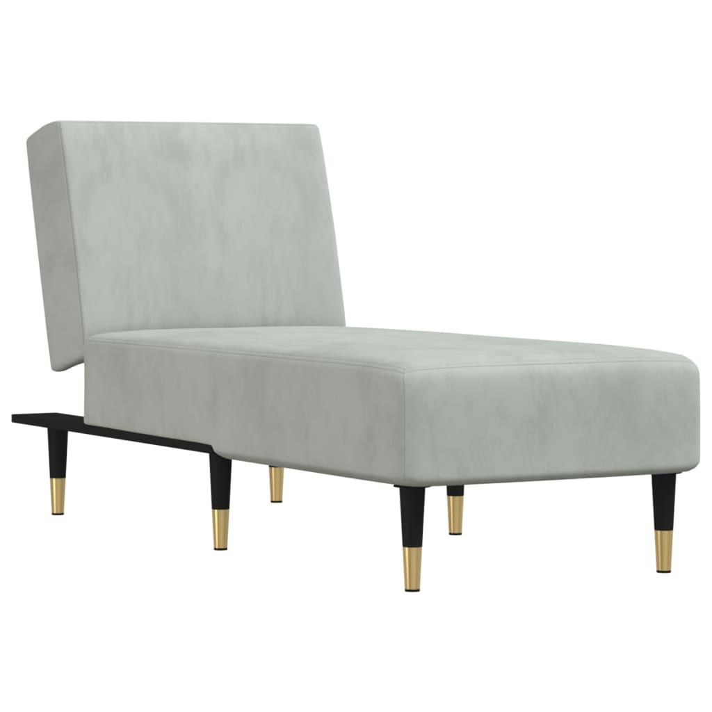 Chaise Longue in Velluto Grigio Chiaro