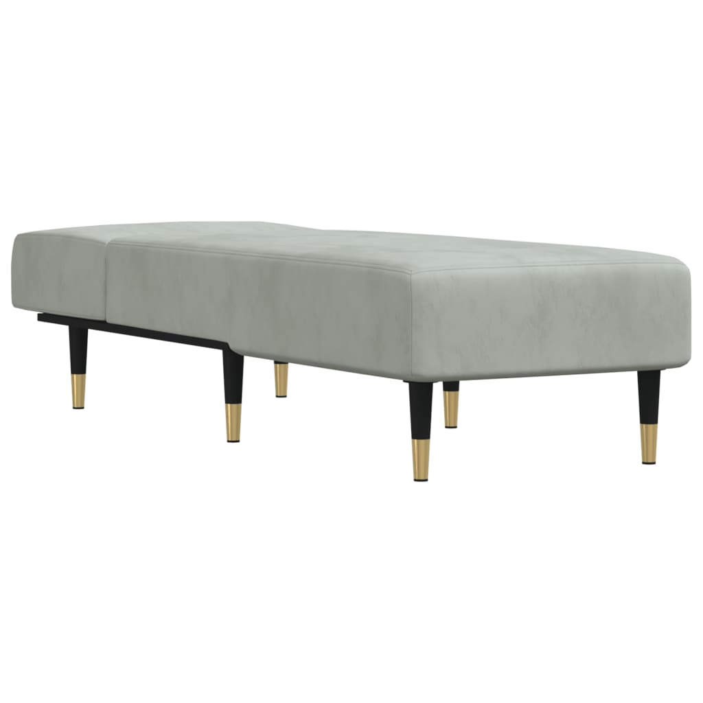 Chaise Longue in Velluto Grigio Chiaro