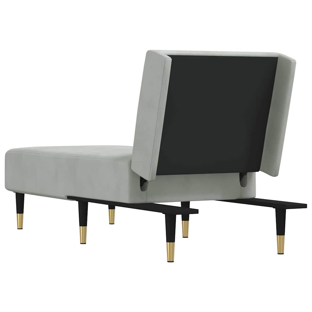 Chaise Longue in Velluto Grigio Chiaro