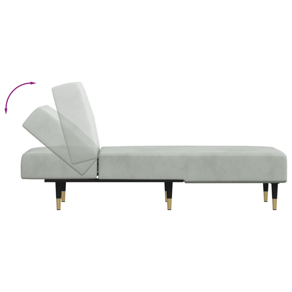 Chaise Longue in Velluto Grigio Chiaro