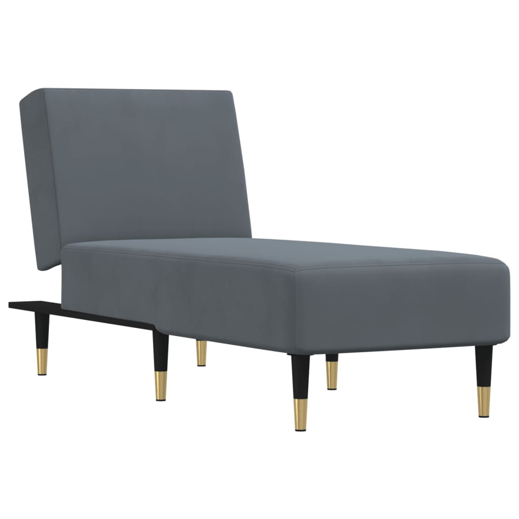 Chaise Longue in Velluto Grigio Scuro