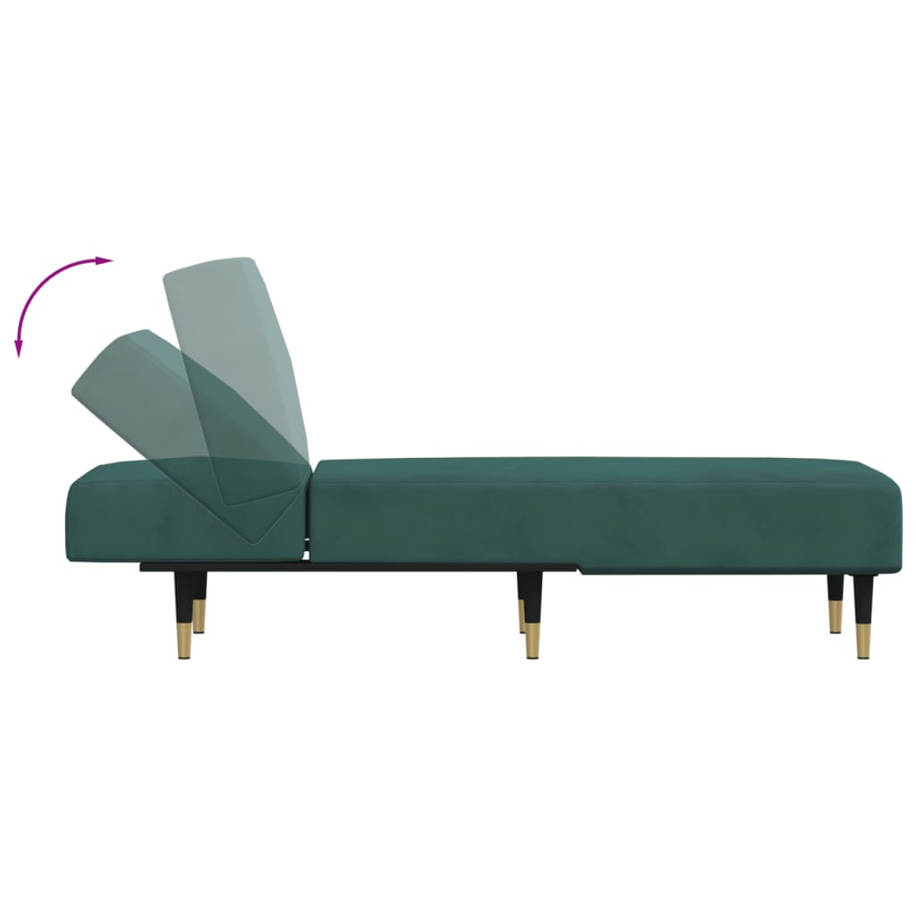 Chaise Longue in Velluto Verde Scuro