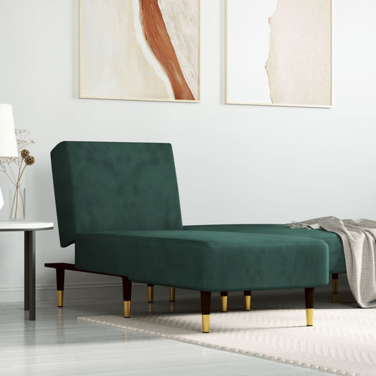 Chaise Longue in Velluto Verde Scuro