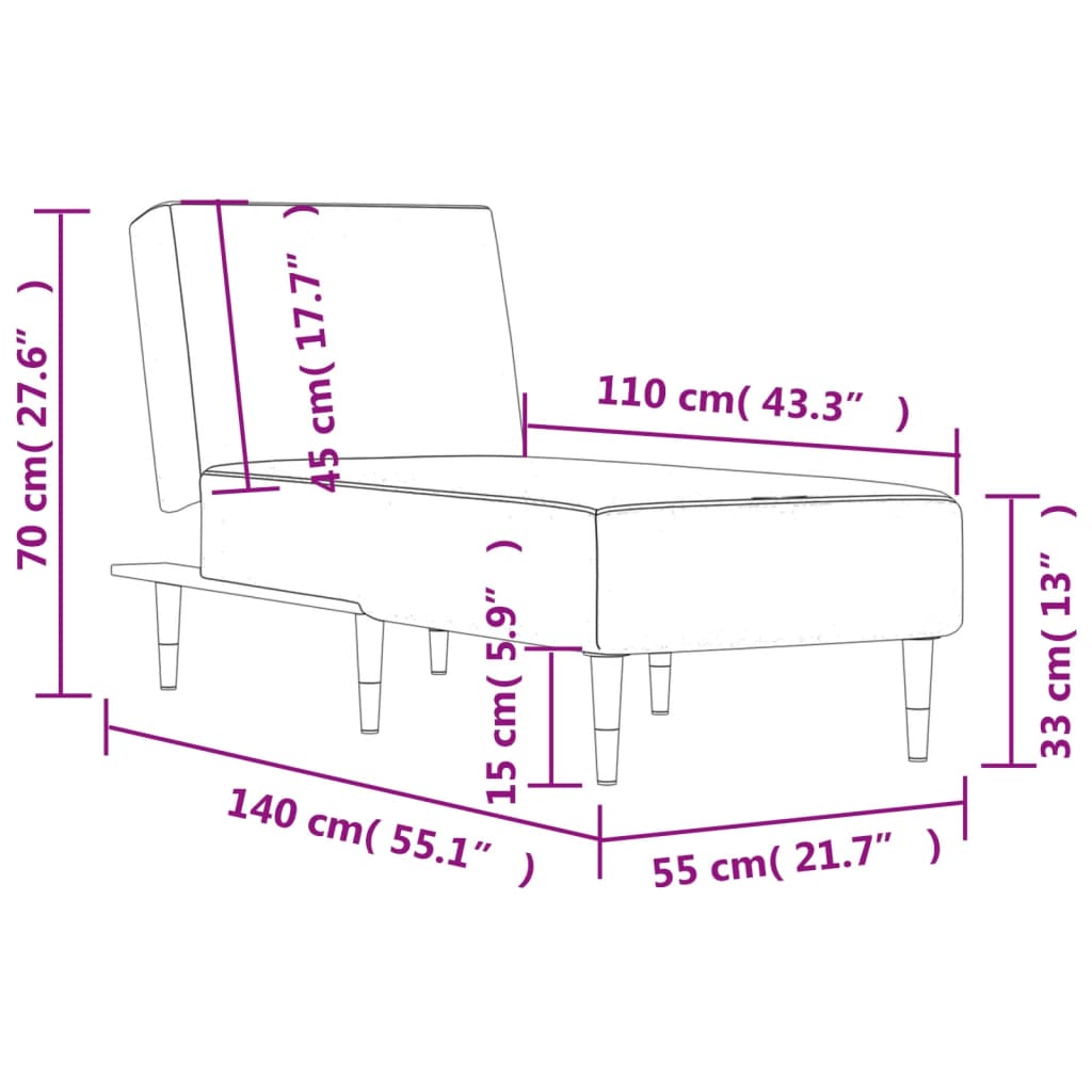 Chaise Longue in Velluto Giallo