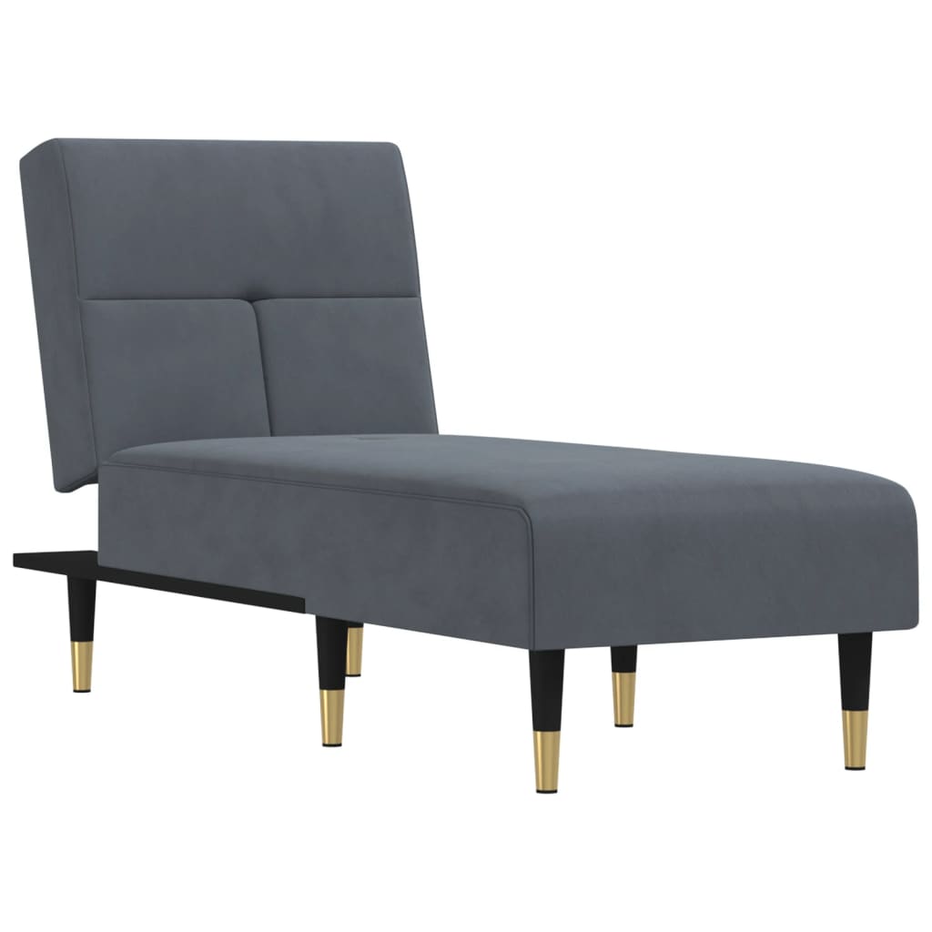 Chaise Longue in Velluto Grigio Scuro