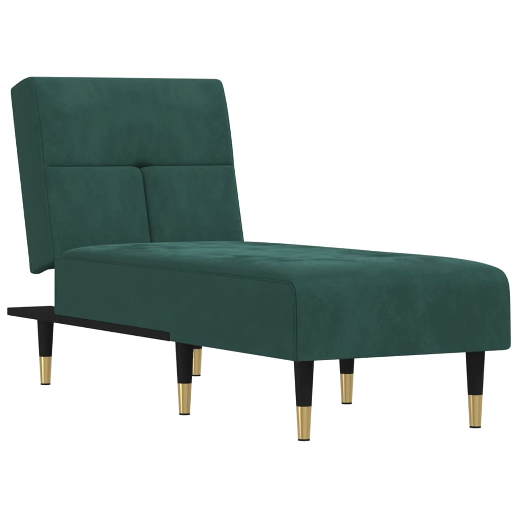 Chaise Longue in Velluto Verde Scuro