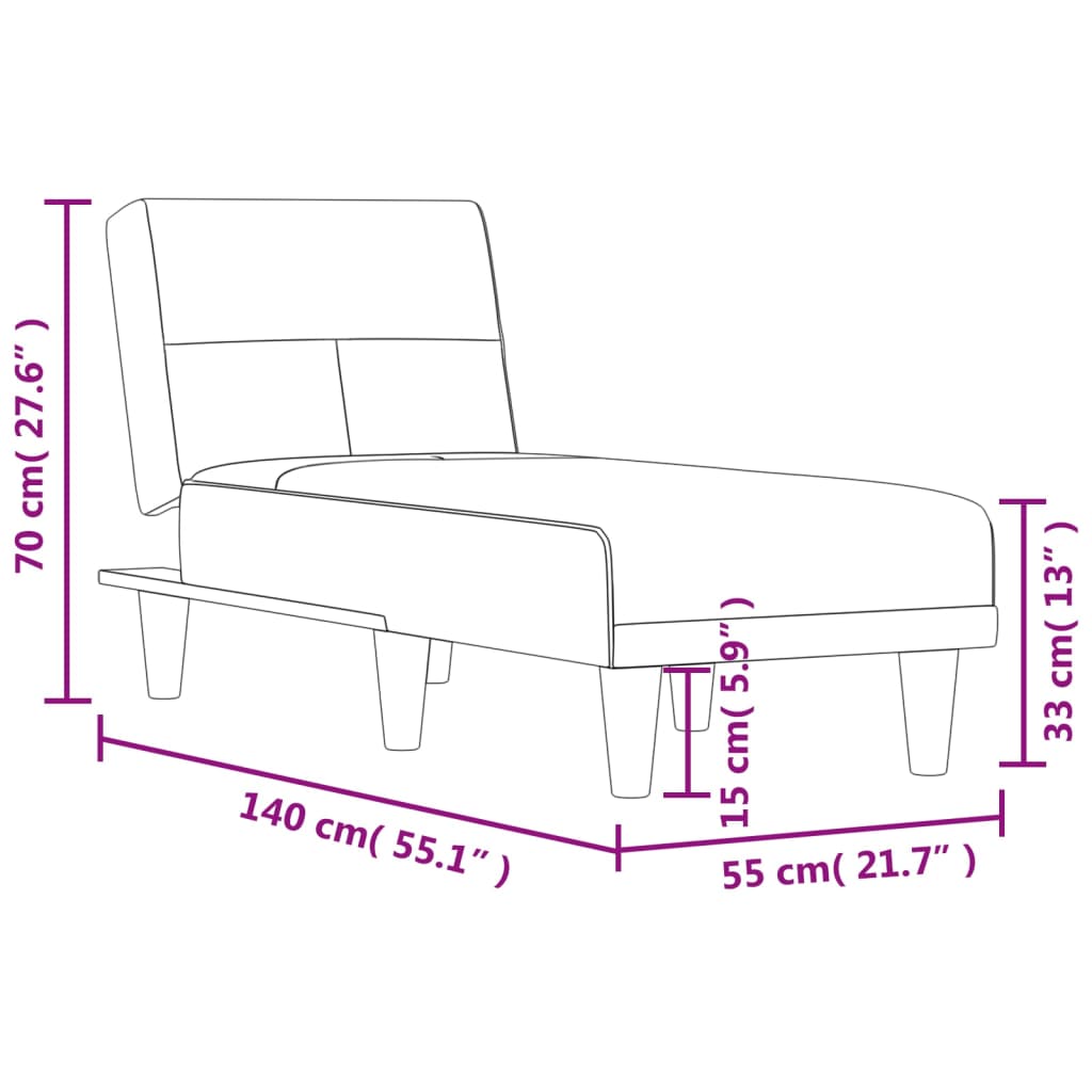 Chaise Longue in Tessuto Grigio Chiaro