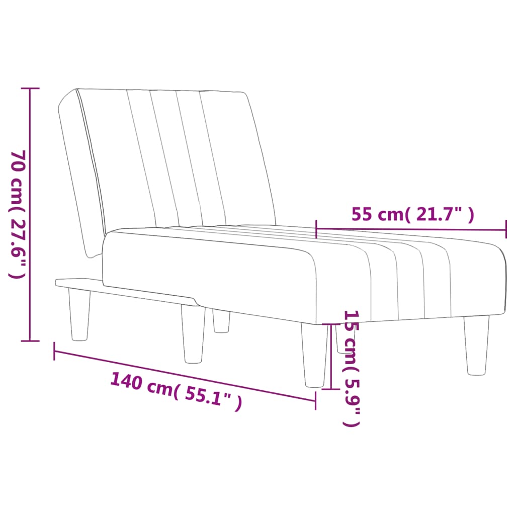 Chaise Longue in Tessuto Grigio Chiaro