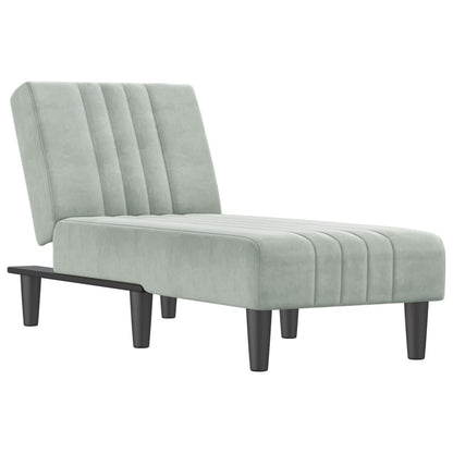 Chaise Longue in Velluto Grigio Chiaro