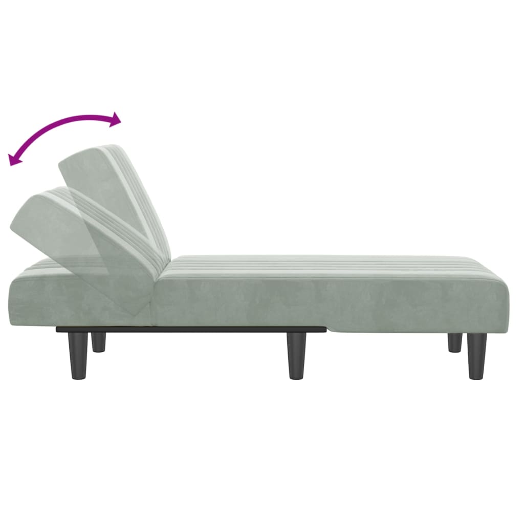 Chaise Longue in Velluto Grigio Chiaro