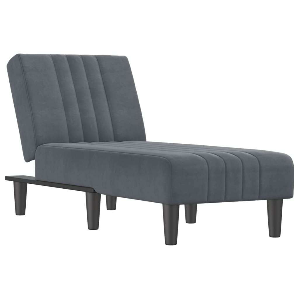 Chaise Longue in Velluto Grigio Scuro