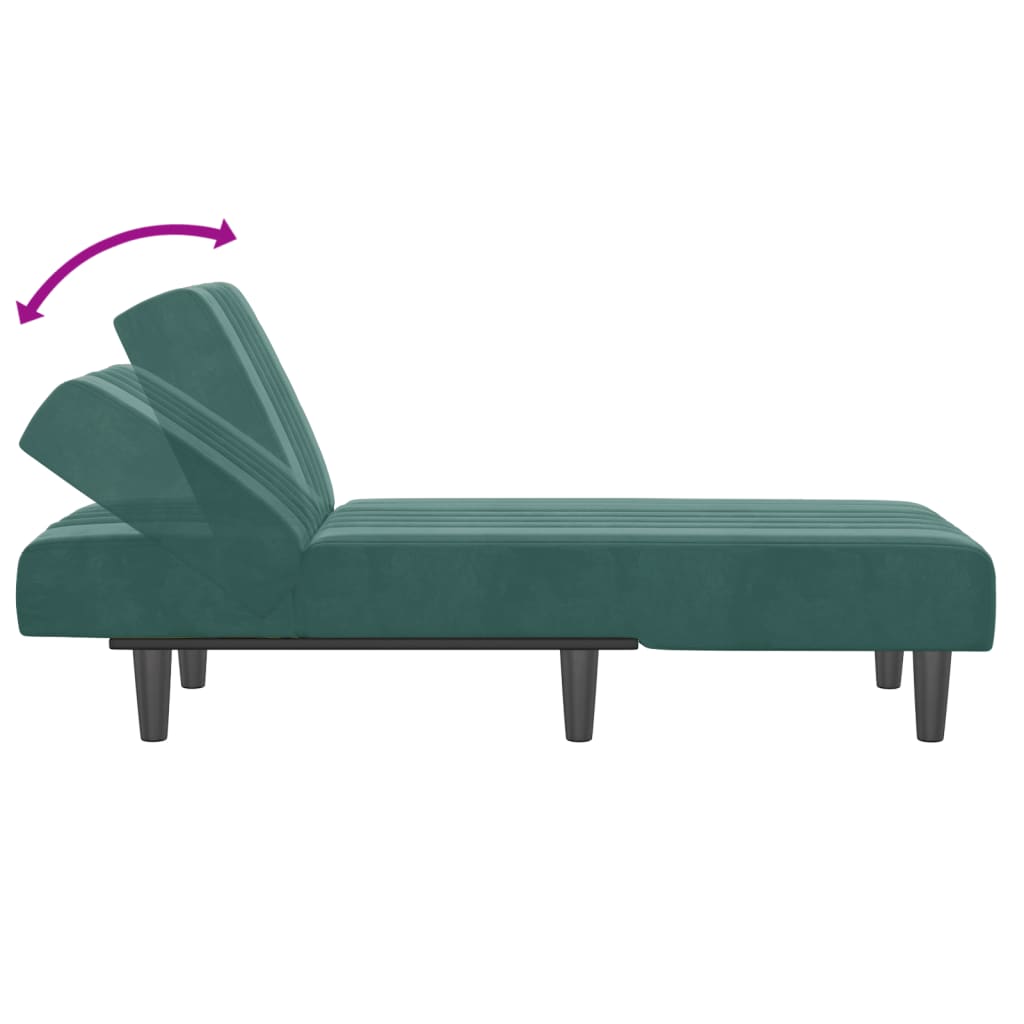 Chaise Longue in Velluto Verde Scuro