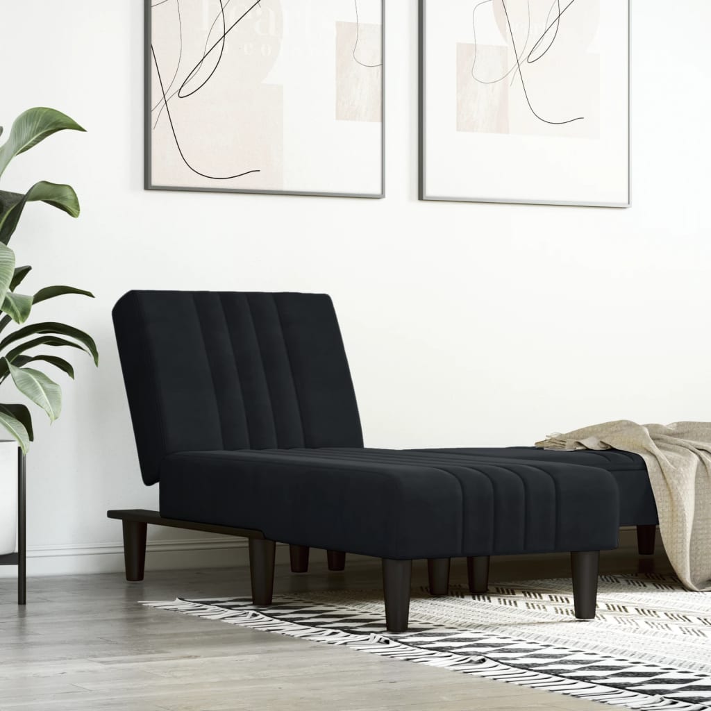 Chaise Longue in Velluto Nero