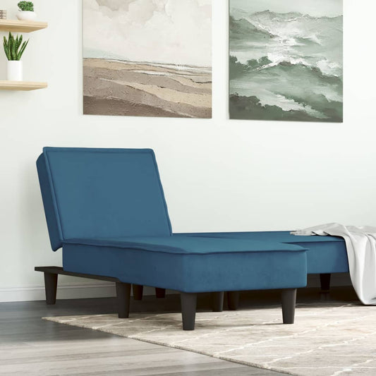 Chaise Longue in Velluto Blu