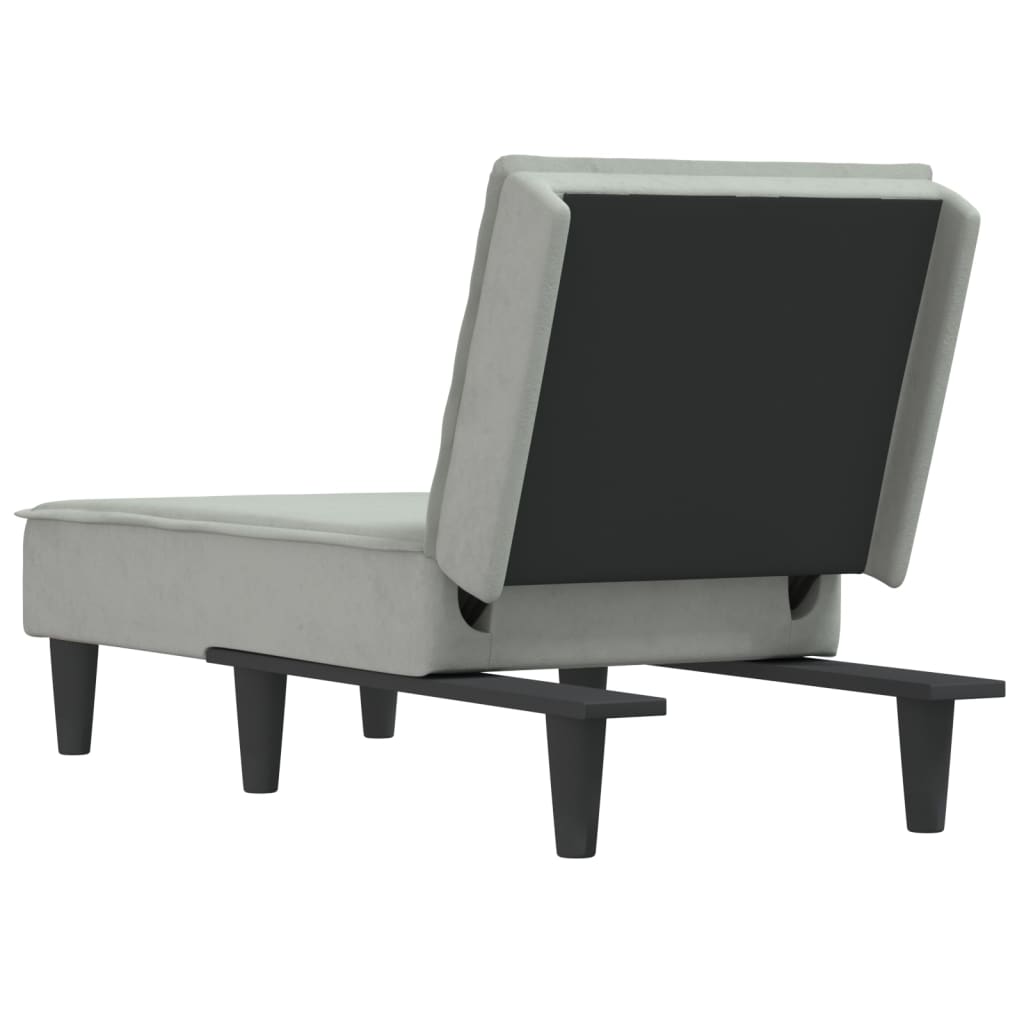 Chaise Longue in Velluto Grigio Chiaro