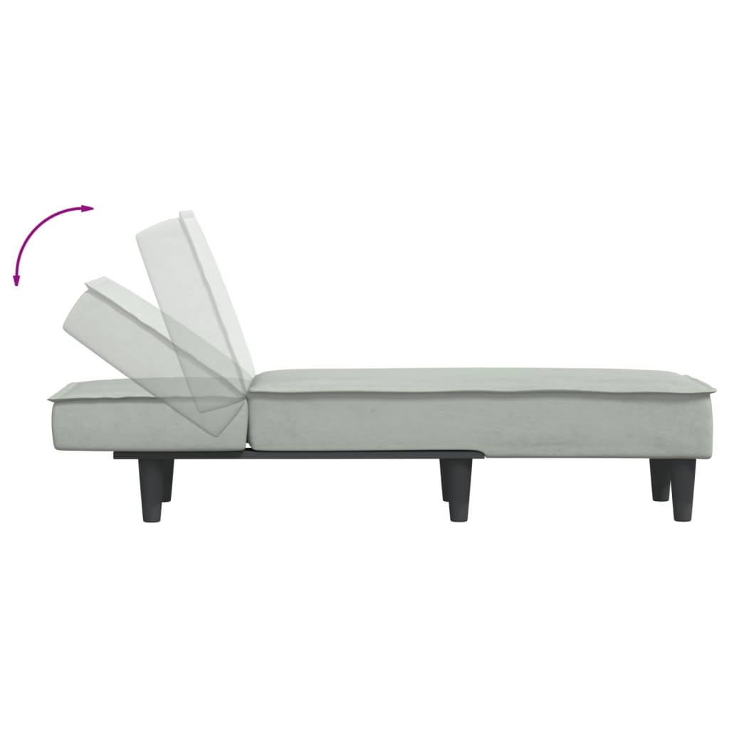 Chaise Longue in Velluto Grigio Chiaro