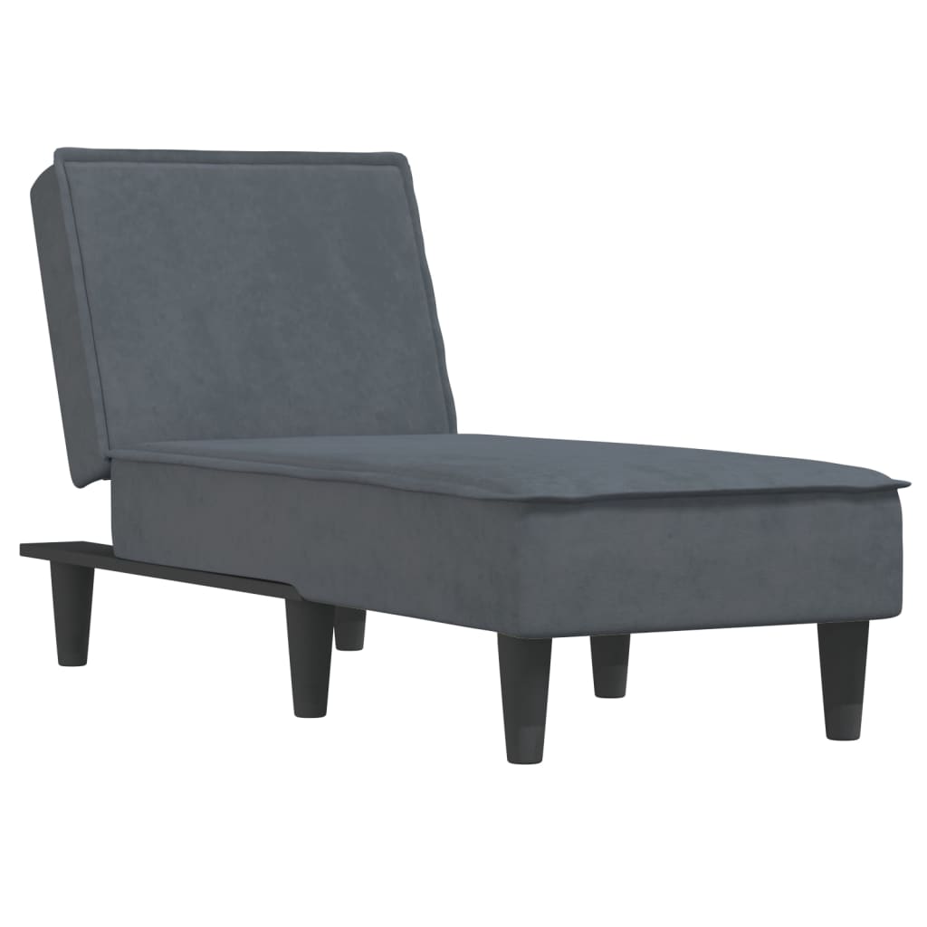 Chaise Longue in Velluto Grigio Scuro - homemem39