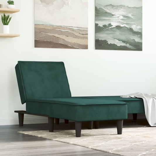 Chaise Longue in Velluto Verde Scuro