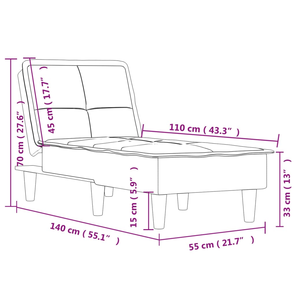 Chaise Longue in Tessuto Grigio Chiaro