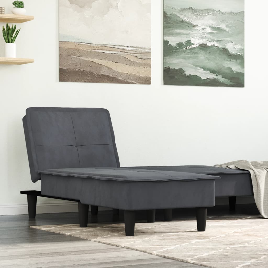 Chaise Longue in Velluto Grigio Scuro