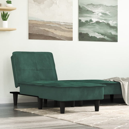 Chaise Longue in Velluto Verde Scuro