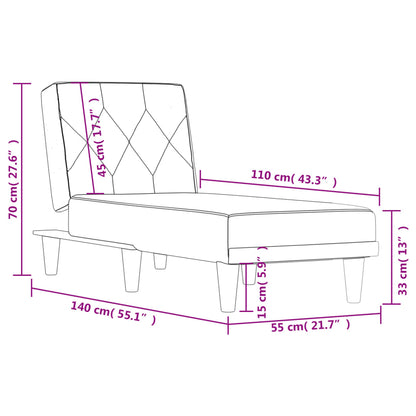 Chaise Longue in Tessuto Grigio Chiaro