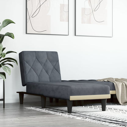 Chaise Longue in Velluto Grigio Scuro