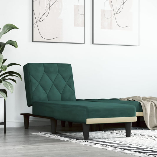 Chaise Longue in Velluto Verde Scuro