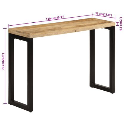 Tavolo Consolle 110x35x76 cm in Legno Grezzo Massello di Mango - homemem39