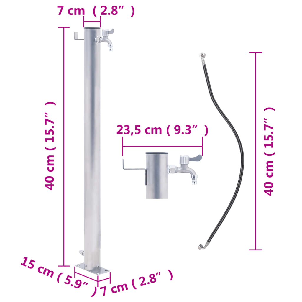 Colonna d'Acqua da Giardino 40 cm Acciaio Inox Rotonda - homemem39