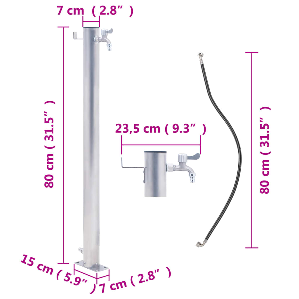 Colonna d'Acqua da Giardino 80 cm Acciaio Inox Rotonda - homemem39