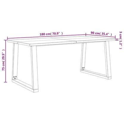 Set da Pranzo 3 pz con Bordi Vivi in Legno Massello di Acacia