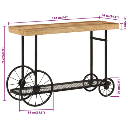 Tavolo Consolle 112x36x76 cm in Legno Massello di Mango e Ferro - homemem39