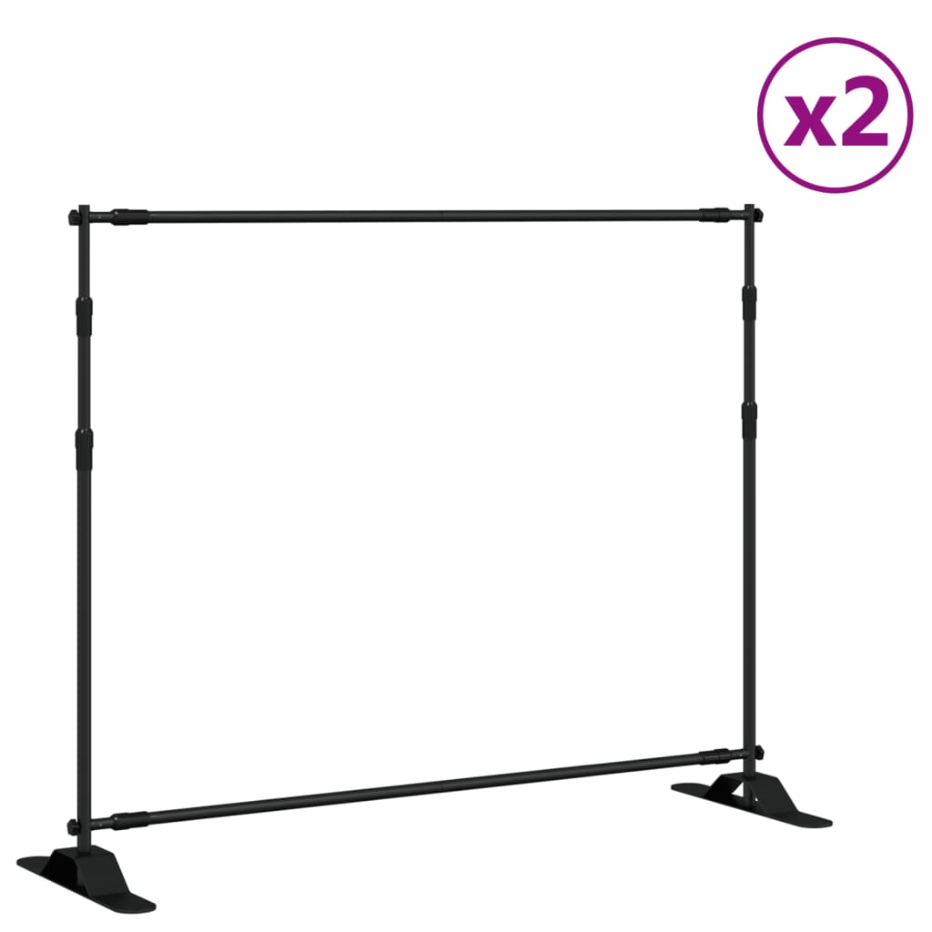 Supporti per Fondali 2 pz Neri 254x243 cm in Acciaio - homemem39