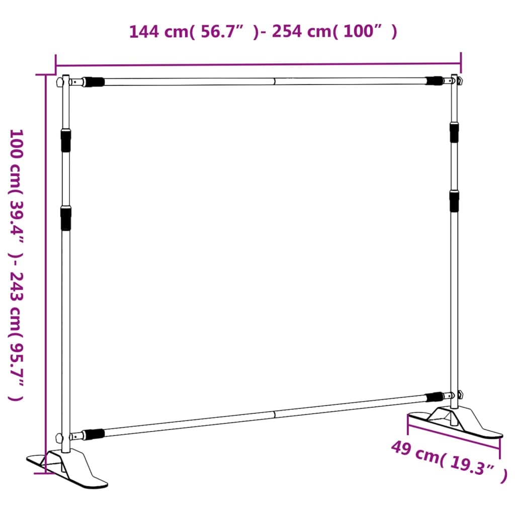 Supporti per Fondali 2 pz Neri 254x243 cm in Acciaio - homemem39