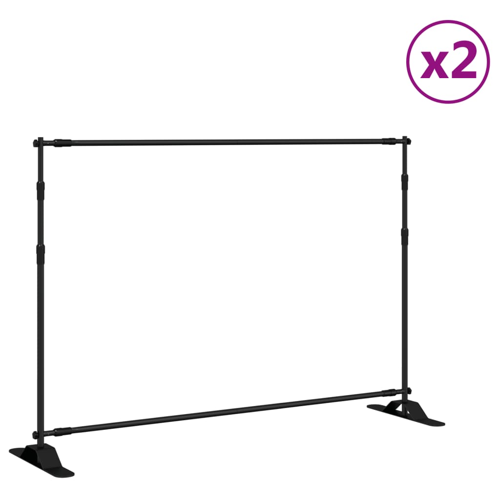 Supporti per Fondali 2 pz Neri 305x243 cm in Acciaio - homemem39