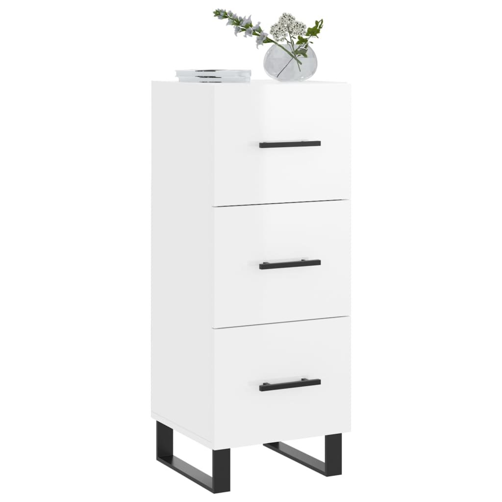 Credenza Bianco Lucido 34,5x34x90 cm in Legno Multistrato - homemem39