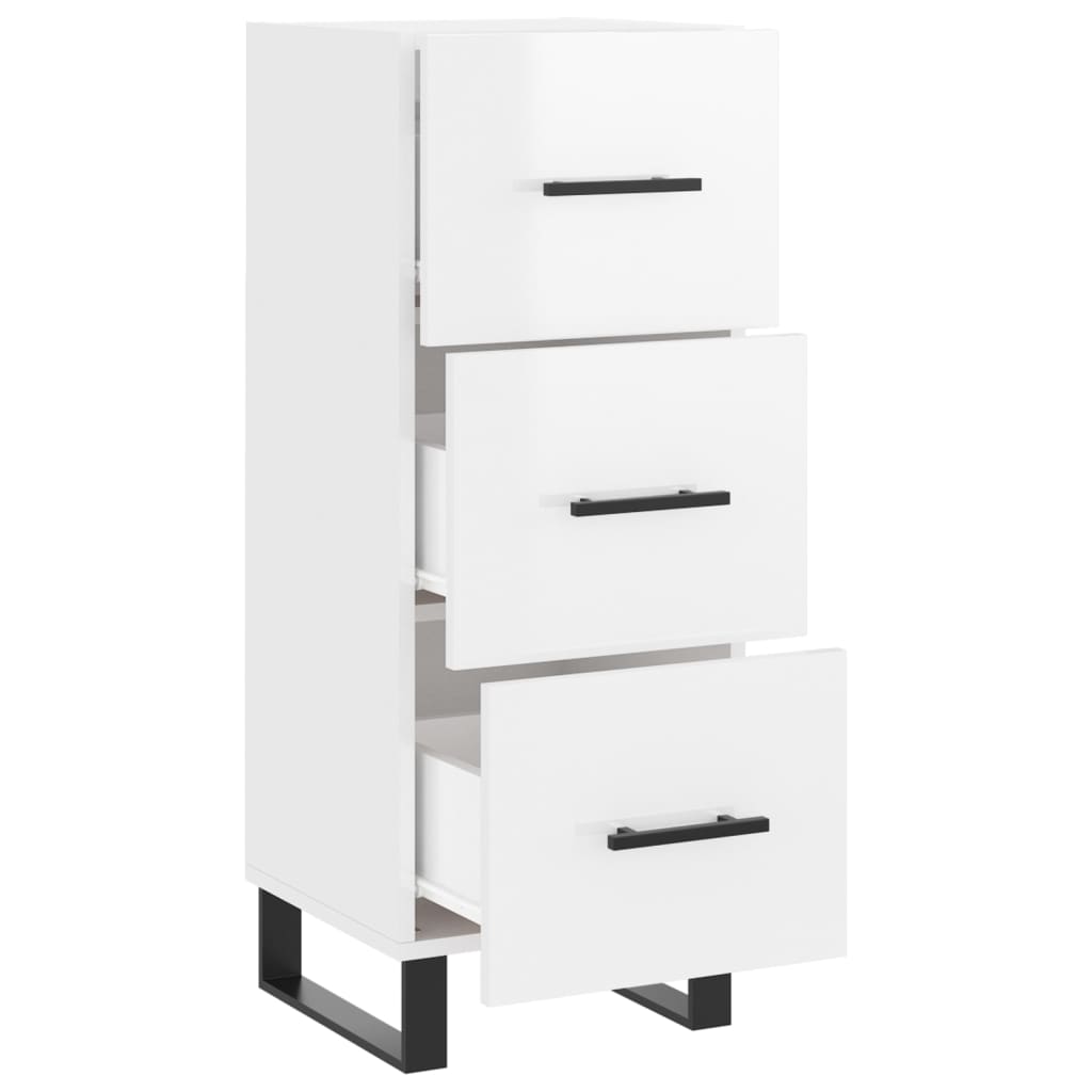 Credenza Bianco Lucido 34,5x34x90 cm in Legno Multistrato - homemem39